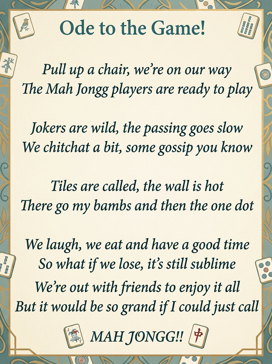 Ode to the Game — a Mah Jongg poem poster
